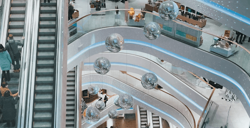 Above shot of the mall, capturing the lower floors.